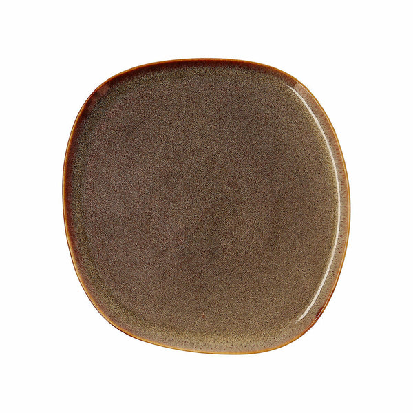 Braune flache Teller aus Keramik (4 Stück)