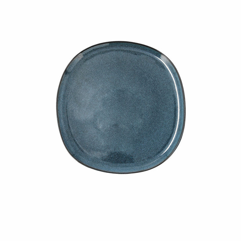 Blaue flache Teller aus Keramik (6 Stück)