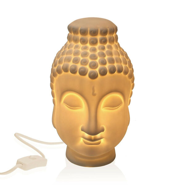 Tischlampe mit Gautama-Buddha-Motiv aus Porzellan