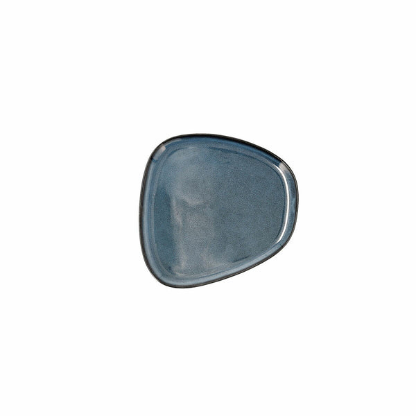 Kleine blaue flache Teller aus Keramik (12 Stück)