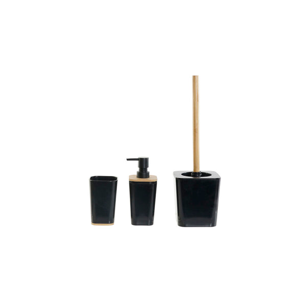 Schwarz-Natürlicher Bambus Badezimmer Set