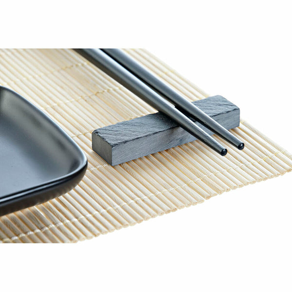 Orientalisches Sushi-Set in Schwarz, Naturtönen, Metall und Bambus (7 Stücke)