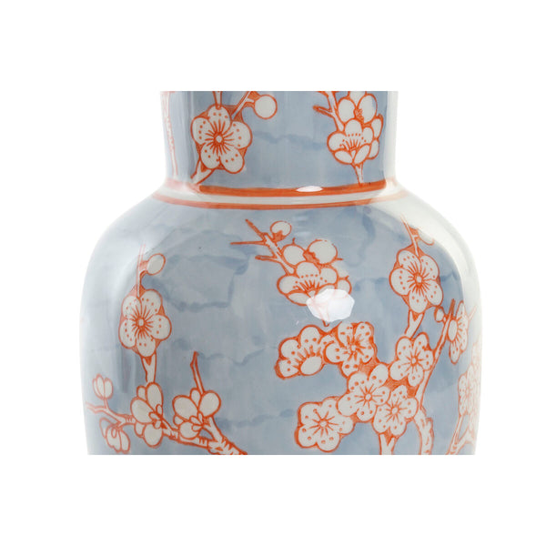 Orientalisch inspirierte blaue und orangefarbene Porzellanvase