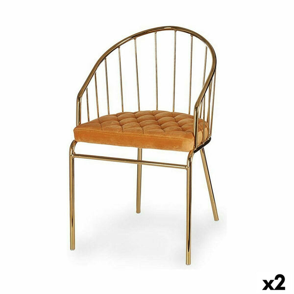 Stuhl mit goldenen Stangen in Senffarbe (2 Stück)