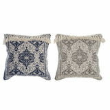 Beige Grey Cotton Navy Blue Cushion - Dazzling Décor Store