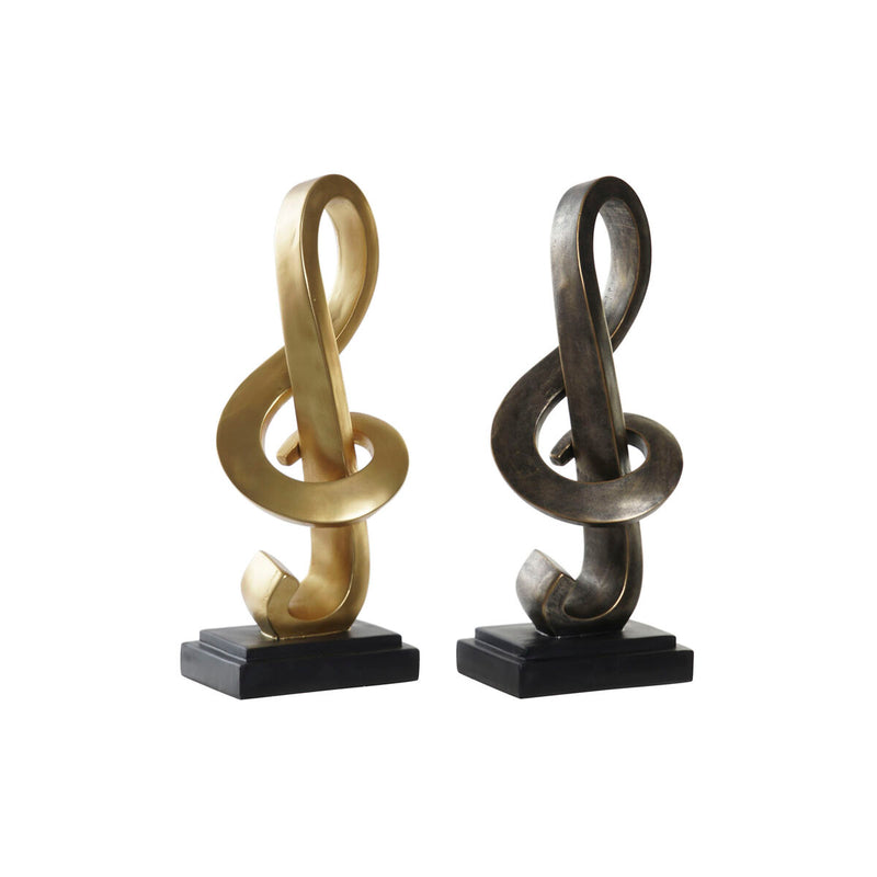 Decorative Figure Black Golden Copper Resin Traditional Musical (2 pcs)